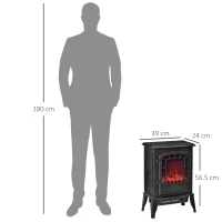 HOMCOM Semineu electric cu efect flacara, temperatura reglabila 1000W-2000W(m-3)