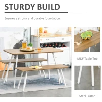 HOMCOM set masa si 2 banci, stil nordic, MDF, alb(m-6)