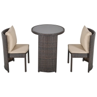 Outsunny Set Masa Scaune pentru Exterior si Gradina din Ratan Maro si Bej