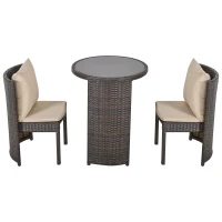 Outsunny Set Masa Scaune pentru Exterior si Gradina din Ratan Maro si Bej(m-1)