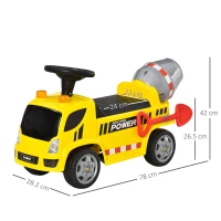 HOMCOM Masina pentru Copii 18-36 Luni Ride-on cu Betoniera Lumini Sunete(m-3)