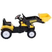 HOMCOM jucarie tractor cu excavator si pedale, negru(m-8)