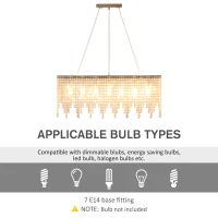 HOMCOM Lustra moderna cu 128 de pandantive si baza metalica, Plafoniera cu 7 agatatori E14 40W, Candelabru cu design de lux(m-6)