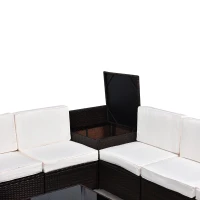 Outsunny Set Mobilier pentru Extern in PE Rattan Canapea si Masuta cu Blat in Sticla Maro(m-13)