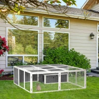 PawHut Cusca pentru iepuri de Exterior Cusca pentru 2-4 iepuri, din Lemn Gri 180x180x60cm(m-2)