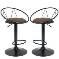 Homcom Set 2 Scaune de Bar – Pivotante, Maro, Reglabile 78–100 cm(m-1)