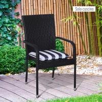 Outsunny Set 6 Perne pentru Scaun Detasabile 100% Poliester, Alb si Albastru, 42x42x5cm(m-2)