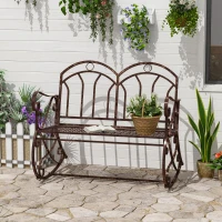 Outsunny Banca metalica Balansor de Gradina cu 2 locuri, stil Vintage, Finisaj in Bronz(m-2)