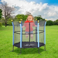 Homcom Trambulina cu Plasa de siguranta, Negru si Albastru, Φ 155 x 122.5 cm(m-2)