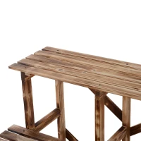 Outsunny Suport pentru Ghivece cu 3 Niveluri din Lemn de Brad, 80x80x78 cm, Lemn Natural(m-9)