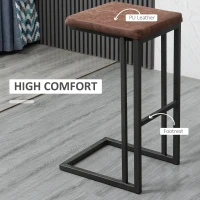 HOMCOM Set 2 Taburete de Bar Stil Vintage Industrial Imitaţie de piele şi Metal(m-5)