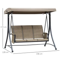 Outsunny Balansoar de Gradina cu 3 Scaune, Acoperis si Buzunare de Depozitare, Gri(m-3)
