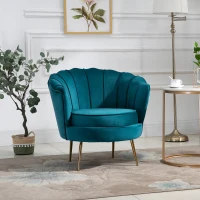 Homcom Fotoliu Retro Catifea Albastru Petrol – Compact & Elegant(m-2)