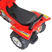 HOMCOM Quad Jucarie pentru Copii cu 4 Roti Claxon Muzica Lumini 60 × 38 × 42cm in PP Rosu(m-11)