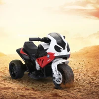 HOMCOM Motoreta Electrica pentru Copii BMW S1000RR Originala, 3 Roti cu Lumini si Sunete Reale, Rosu(m-15)