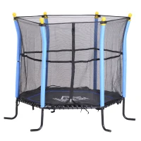 Homcom Trambulina cu Plasa de siguranta, Negru si Albastru, Φ 155 x 122.5 cm(m-1)
