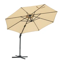 Outsunny Ombrellone Decentrato da Giardino Angolazione Regolabile Girevole a 360°, Beige Φ2.95x2.5m(m-1)