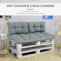 OutSunny Set 3 Perne pentru Canapea Paleti captusite in polister, Gri inchis(m-4)