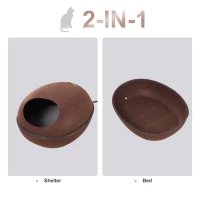 PawHut Pat pentru Pisici din Lana de Berbec si Pasla cu Perna Captusita Maro L47*W38*H24(m-8)