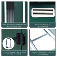 Outsunny Dulap pentru Ustensile de Grădină din lamieră de Oțel 255x133x182cm Verde(m-6)