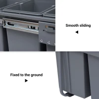 Homcom Cos Gunoi Ecologic 40L – 3 Compartimente Separate, Gri(m-6)