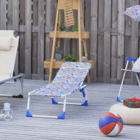 Outsunny sezlong pentru copii pliabil, 18x40x24cm, albastru(m-2)