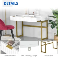 HOMCOM Masa de Toaleta din MDF si Metal Masa de Machiaj cu 3 Sertare(m-6)