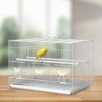 Colivie pentru Pasari din Metal cu Stinghii, Boluri pentru Mancare si Maner, 60x41x41cm, Alb(m-2)