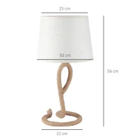 HOMCOM Lampa de Masa Stil Marinaresc din Franghie si Tesatura, Cuplare E27 Ф30x56cm(m-3)