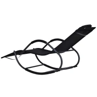 Outsunny Sezlong cu scaun Balansoar 160x61x79cm Negru(m-5)