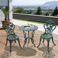 Outsunny Set Elegant de Grădină 2 Persoane, 2 Scaune si Masă Rotundă în Stil Neo-Retro, verde(m-4)