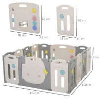 HOMCOM Gard pentru Copii 14 Bucati Pliabile Design cu Interblocare Jucarii 160x152x62cm(m-3)