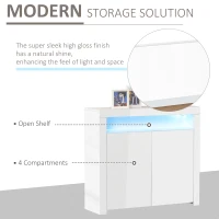 HOMCOM Dulapior cu Economisire Spatiu Multifunctional pentru Hol din Lemn Alb Lumini LED(m-4)