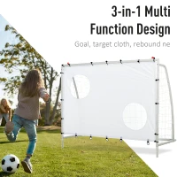 HOMCOM 3-in-1 Poarta de fotbal Poarta de tragere pentru Adulti Copii cu Plasa Tedoron Alba(m-5)