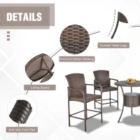Outsunny Set 5 Piesei Masuta si 4 Scaune Inalte din Ratan Sintetic si Otel(m-7)