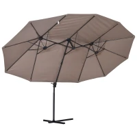 Outsunny Umbrela Dubla din Poliester Anti-UV Impermeabila, Maro 270x460x250cm(m-9)