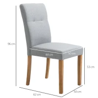 HOMCOM Set 2 Scaune Capitonate Spatar Înalt Picioare de Lemn Tapiţerie Ţesatura(m-3)