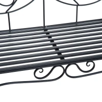 Outsunny Banca pentru Gradina 2Locuri in Metal, 133x51.5x90cm, Negru(m-8)