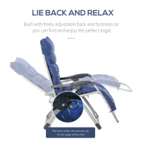 Outsunny Sezlong de Gradina cu Spatar Pliabil si Cadru din Metal, Albastru 90x 65x110cm(m-4)