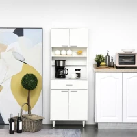 HOMCOM Dulap Bucatarie Mare din Lemn – Clasic Alb Elegant(m-2)