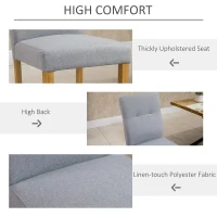 HOMCOM Set 2 Scaune Capitonate Spatar Înalt Picioare de Lemn Tapiţerie Ţesatura(m-6)