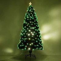 HomCom Albero di Natale Artificiale 230 Rami in PVC con Luci LED Φ82 x 180cm Verde(m-6)