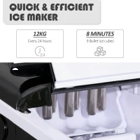 HOMCOM Masina pentru Gheata pentru Casa Producator de Ghiata 12kg/24h Neagra(m-5)