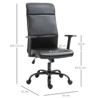 Vinsetto Scaun de Birou Ergonomic Rotativ din Piele Ecologica Neagra 61x61x109-115cm(m-3)