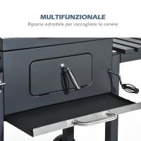 Outsunny Barbecue BBQ Grill cu Carbune si Capac, 115x56x108cm(m-9)