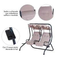 Outsunny leagan de gradina 2 locuri, 170×136 × 170cm, bej(m-6)