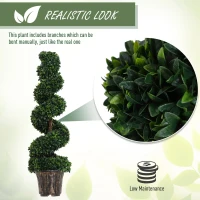 Outsunny Plantă Artificială Decorativă Buxus în Spirală cu Ghiveci Inclus, Ф32x120 cm, Verde(m-4)