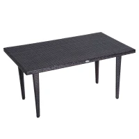 Outsunny Set Masa de Pranz si 6 Scaune Impletite cu Rattan Gradina Externa Maro(m-7)