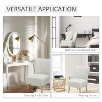 HOMCOM Fotoliu tapitat pentru Sufragerie si Sala in Stil Nordic, Fotoliu de Camera din Tesatura si Picioare din Lemn - Alb(m-7)