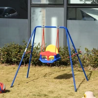 Outsunny leagan metalic pentru copii 140x110x120 cm, albastru(m-2)